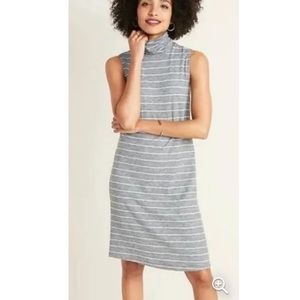 Old Navy Striped Sleeveless Turtleneck Shift Dress